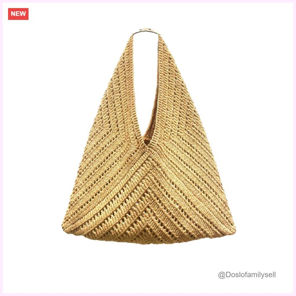 Crochet Beach Tote Bag Lightweight Foldable Mesh Knit Bag